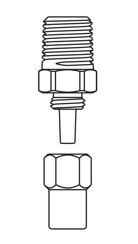 Spitzenadapter 1/4" NPT mit Haltemutter - für Vollmetallnadeln