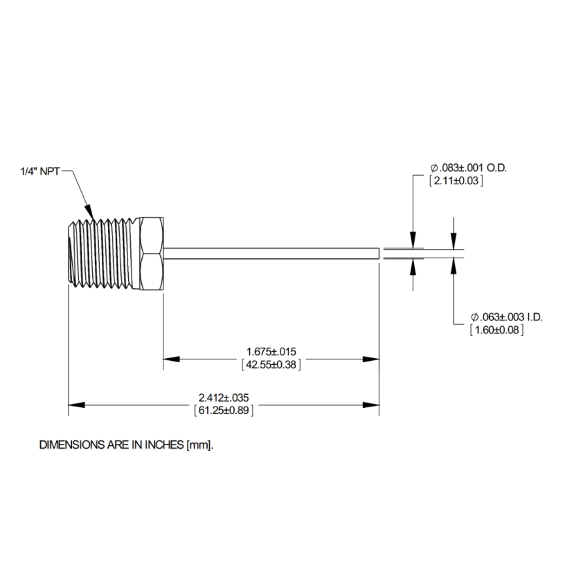 Celokovový hrot se závitem 1/4″NPT Gauge 14
