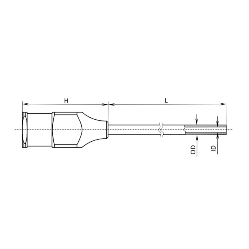 Kovový Hrot ID 1.30mm OD 1.80mm L 10mm