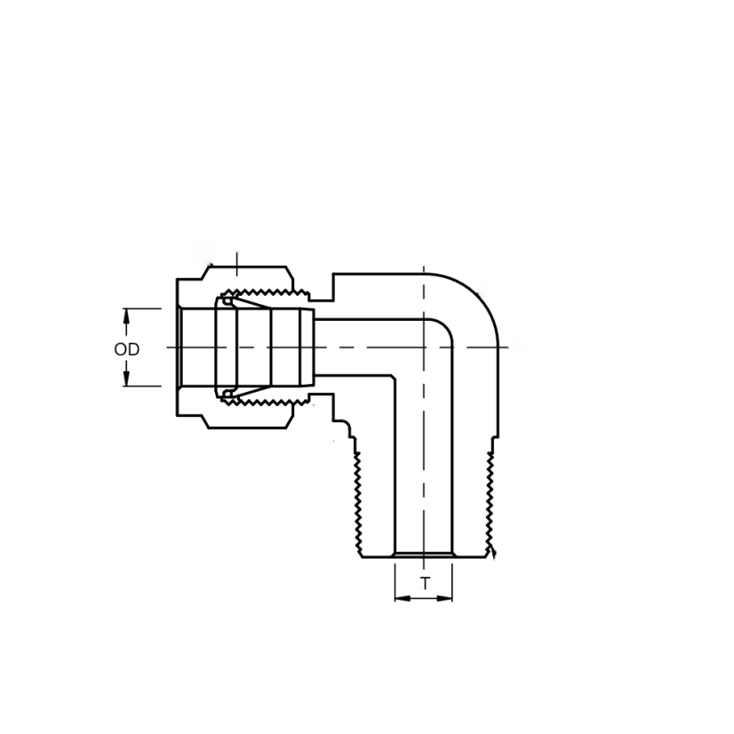 PŘIPOJOVACÍ ŠROUBENÍ KOLENOVÉ 1/4″ NPTM x 1/4″ OD