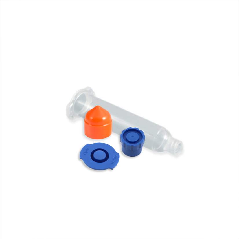 BARREL CLEAR + PISTON ORANGE + TIP/END CAPS BLUE OPTIMUM 10CC SET 1000