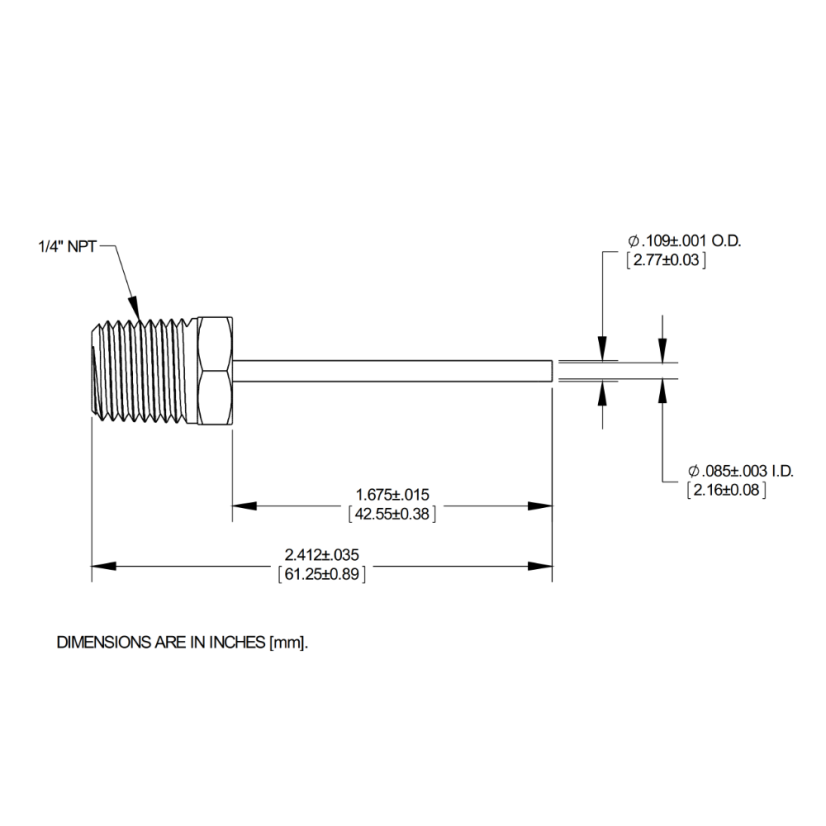 Całometalowa końcówka z gwintem 1/4″NPT Gauge 12